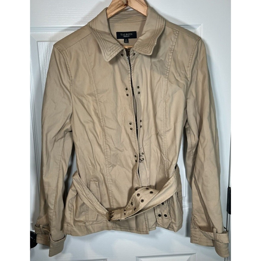 Talbots Tan Pocket Belted Jacket Business Casual Separate Women's Size 16 NWT
